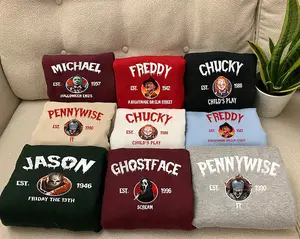 Custom Horror Characters Crewneck Sweatshirt, Halloween Sweater