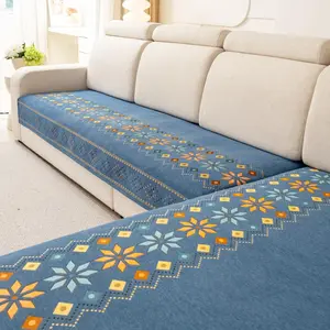 Bohemian Style Geometric Pattern Sofa Cover, 2 Counts/set Four Seasons Universal Anti Slip Sofa Cover, Furniture Protector for Home Living Room, Elastic Sofa Slipcover