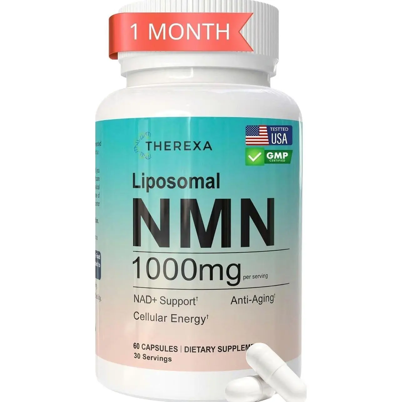 NMN Supplement 1000mg Pure - Liposomal NMN for NAD+ Supplement, Tested in USA, 60 Capsules