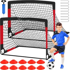 Soccer Goals for Backyard Set, 2 of 4x3 / 6x4 ft Portable Soccer Goal Nets, Pop Up Mini  Soccer Net  Equipment & Ball, Cones for Ages 3-14, Outdoor  Gifts for