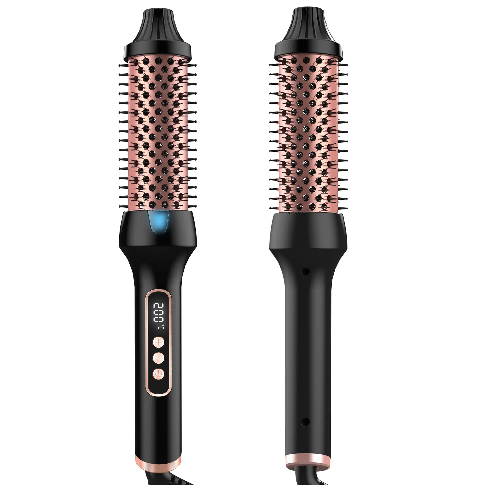 2-in-1 Multistyler Hair Styling Tool, Fast Heating Anti-Scald Round Brush & Curling Iron with Negative Ion Care for a Frizz-Free Finish, Adjustable LCD Temperature & Dual Voltage, Multistyler Styler