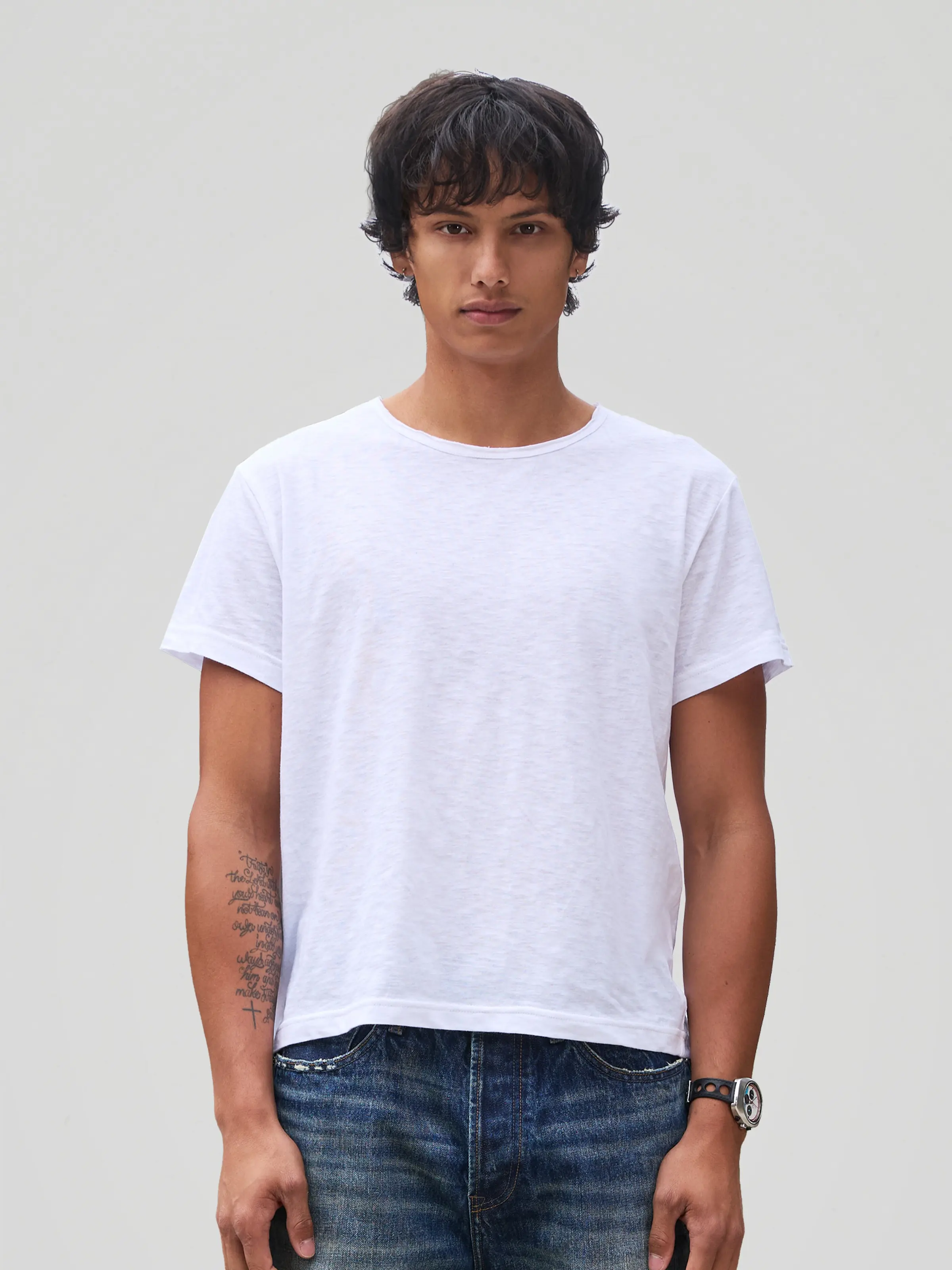 'Terrain' White Slub Tee