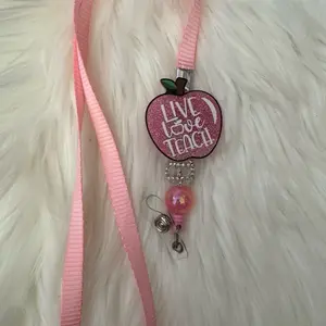 Live Love Teach Badge Reel Lanyard for Nursing Students Durable Retractable ID Holder with Sturdy Clip and Sleek Black Design