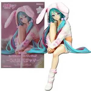15CM Anime HATSUNE MIKU Figure Noodle Stopper Figure Rabbit Ear Pajamas Model Toy Doll Aciton Figure Collection Gift PVC