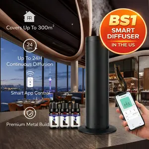 Luxury Hotel Scent Diffuser Kit APP Control 5-Star Hotel & Mystery Fragrances 3x10ml Oils Stainless Steel Metal Covers 300m²