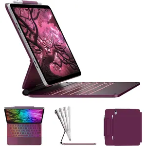 Keyboard Case for iPad 11th Gen A16 (2025) & 10th Gen 10.9" (2022) - Multi- Trackpad, 11-Color Backlit Magic-Style Keyboard - Floating  Stand, Pencil Holder - Raspberry
