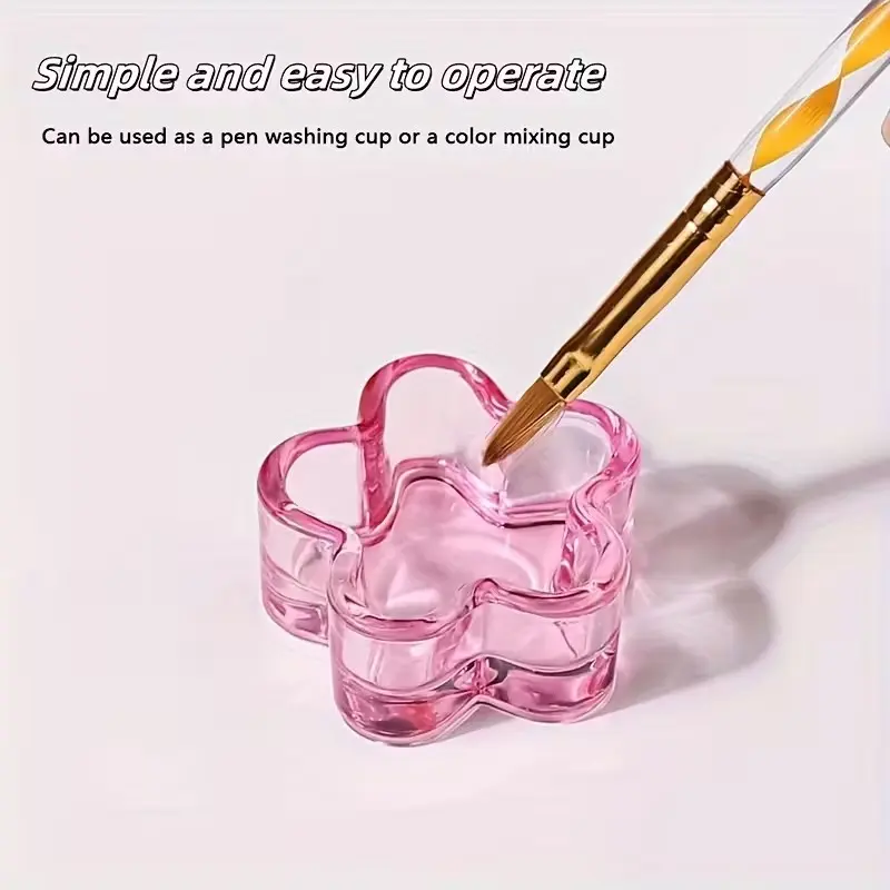 Heart/Flower/Butterfly Shaped Premium Crystal Glass Nail Dappen Dish, No-Lid Nail Brush Cleaning Cup, Iridescent Elegance Nail Art Liquid Holder for Acrylic & UV Gel, Versatile Nail Care Manicure Tool