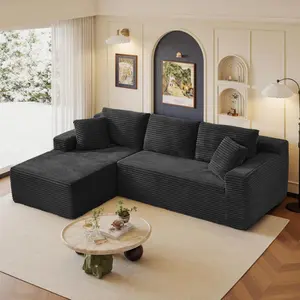 94.5"Cloud Modular Sectional Sofa Couch with L-Shape Chaise,Modern Boneless Sofa for Living Room,Deep Seat Corner Couch,No Assembly Required, Corduroy Fabric