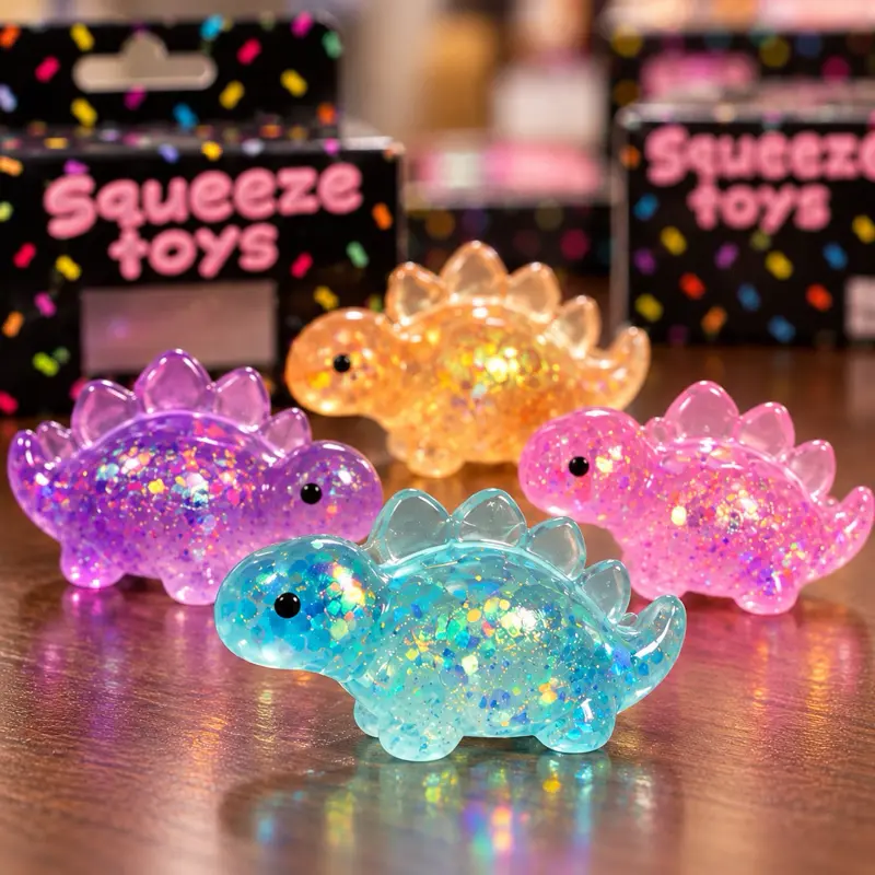 Mini Mystery Glitter Dinosaur Sugar Squishy 2 Pack - Fun Squeeze Toys for Kids Slow Rebound Dino Squishy