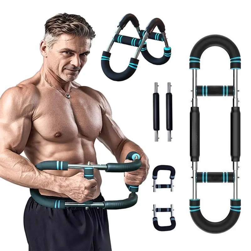 Adjustable Power Twister Bar 60 To 100lbs Spring Resistance Bar Arm Chest Wrist Triceps Training Equipment Portable Upper Body Muscle Builder Home Gym Workout Fitness Tool For Men Women Daily Exercise