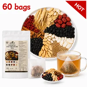 AFOCE Kidney Tea Formula for Men, Ginseng Herbal Tea Bags, 10-Treasure Blend with Maca, Red Date, Mulberry & Black Goji Berry