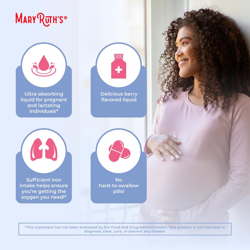 MaryRuth's Prenatal & Posnatal Liquid Iron - Liquid Iron Supplement for Pregnant & Lactating - Immune Support - Sugar Free - Vegan - 15.22 Fl Oz