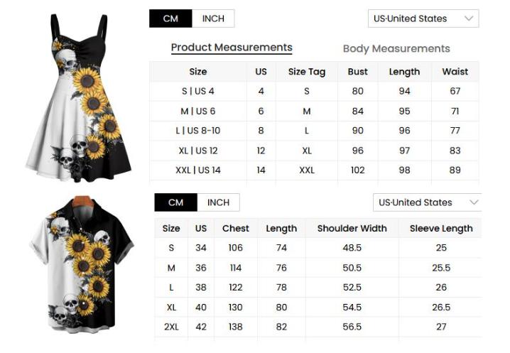 2026 Women's Gothic Dresses Contrast Color Sunflower Skulls Pattern Ruched Bust Dress Sweetheart Neck A Line Mini Holiday Dress