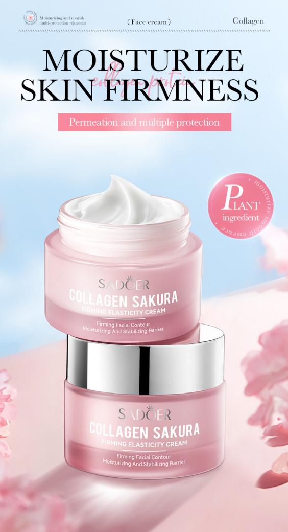 Cherry Blossom Collagen Face Cream – Moisturizes Firms & Plumps Skin for Radiant Complexion Daily Use - Facial