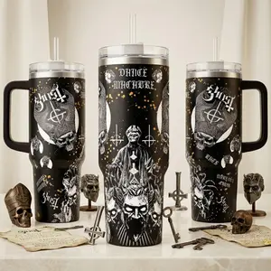 Ghost Band Tumbler 20oz & 40oz, Papa Emeritus Dance Macabre Gothic Water Bottle with Straw
