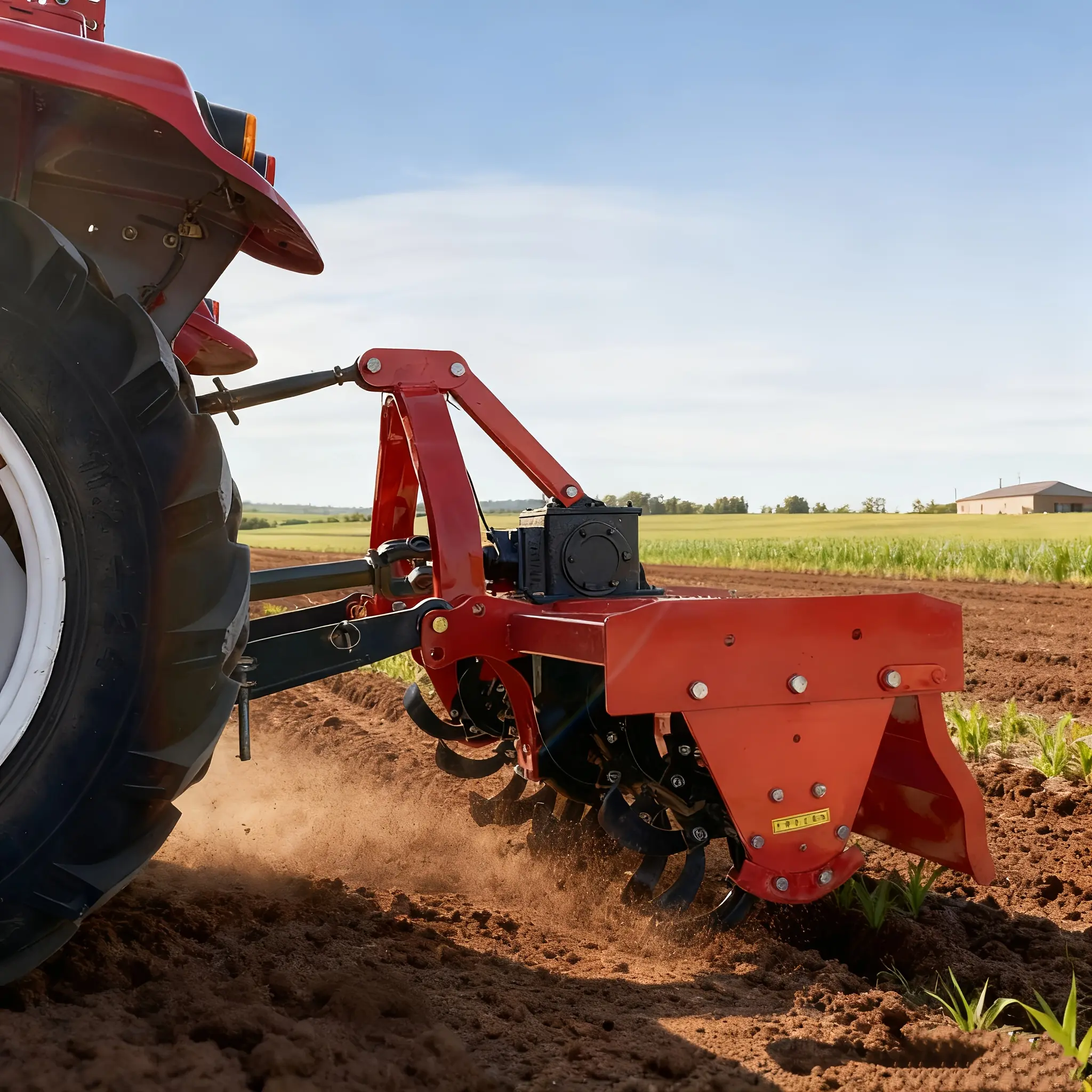 Heavy Duty 60-Inch Rotary Tiller Cultivator Attachment For 25HP+ Tractors, Farm Soil Preparation, Suitable For Springtime, Land Sowing, Loosening Soil, Turning Soil, Farms, Gardens, Fields, Rotary Tiller Attachment - USA Stock