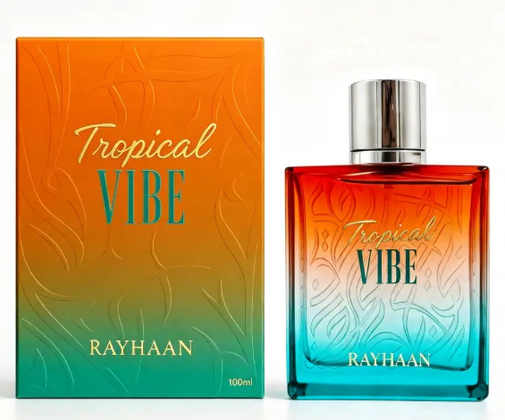 Luxury Tropical Fruity Neutral Perfume Rayhaan Tropical Vibe EDP Fresh Floral Musk Fragrance Vibrant Summer Gradient Packaging Perfect Holiday Gift For Men Women Teen Beach Travel Outdoor Dating