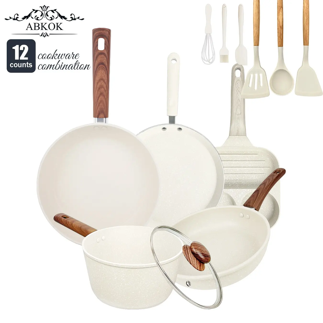12-Piece Non-Stick Cookware Set, Cooking Set, Durable Kitchen Essentials, Easy to Clean, Suitable for All Stoves, Perfect for Various Recipes