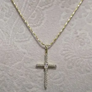 Cross High Quality Gold Plated Necklace with Sparkling CZ Stones for Women's Fashion