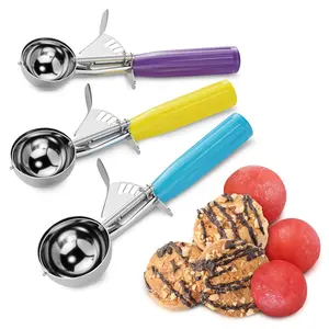 Scoop Set - Ice Cream Scoop with Trigger - Cookie Scoops for Baking Set of 3 # 16 (2.7 oz), # 20 (2 oz), # 30 (1.25 oz), Stainless Steel Versatile Tool, Portion Control for Cookies and Treats Prep