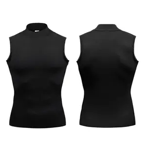 Training Exercise Sleeveless T-shirts Men Turtleneck Elastic Quick Dry Compression Shirt Gym Tank Tops Fitness Running Vests