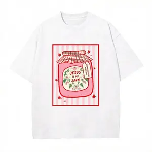Unisex Jesus Is My Jam Strawberry Jam Jar Graphic T-Shirt, Pink Washed Christian Tee with "Make His Mercy Known" Tagline