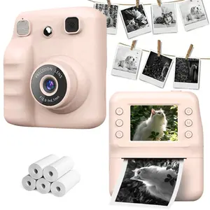 Children's Mini Polaroid Camera, Fun Cartoon Photography Toy, 1080P HD Screen, Built in Paper Roll, Parent-Child, outdoor photography, parent-child interactive gifts, fun and instant camera