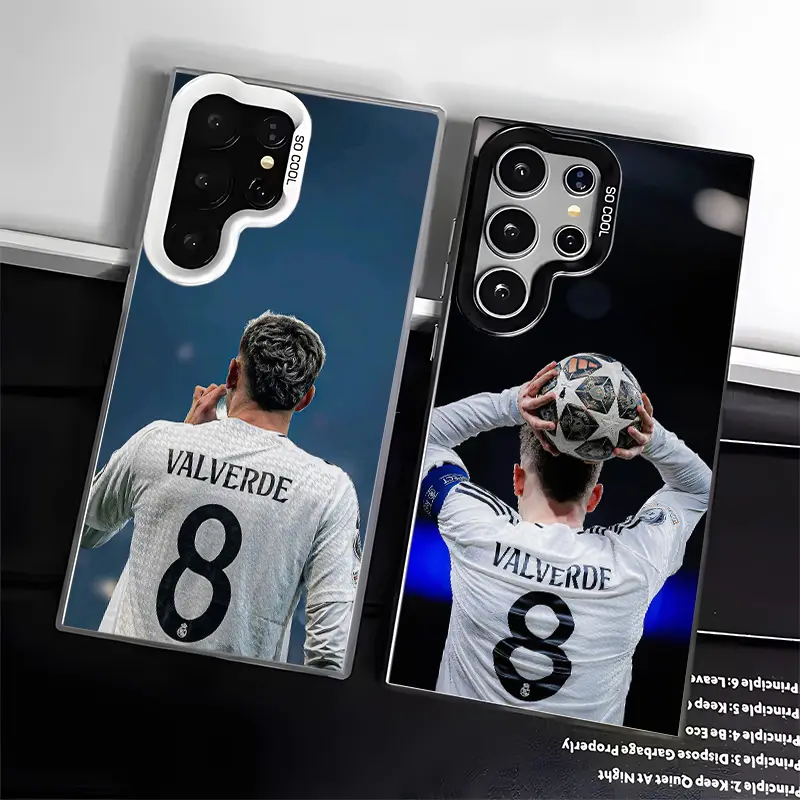 Casing For SAMSUNG GALAXY S22 S23 S24 FE ULTRA Valverde No.8 Black and white Stylish Acrylic Shockproof Protection Anti-Drop Phone Cases Shell Cover