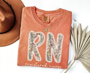 Comfort Colors Registered Nurse Shirt, RN Shirt, Gift for Nursing Grad, Registered Nurse Tshirt, Floral RN Tshirt, Nurse Graduation Gift, Full Sizes