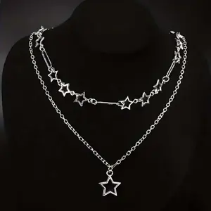Two-piece star necklace silver layered clavicle chain fashion matching female jewelry