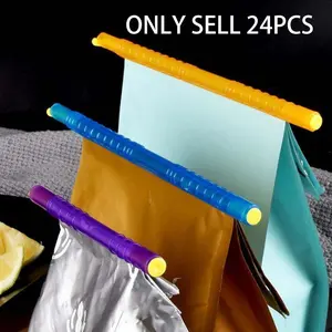 24-piece moisture-proof sealing strips, food bag sealing clips, colorful sealing rods for snack holders - Keep food fresh. Suitable for kitchens, baking, storage organization. Convenient for you to store and organize!