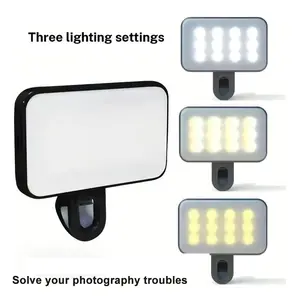 Rechargeable Clip-on LED Fill Light, Shooting Assist Tool with 3 Light Modes & Dual Clips, Adjustable Selfie Light for iPhone, Christmas Vlog & Video Meeting