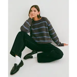 Namirta Jumper in Brown with Blue Stripe