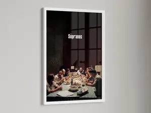 The Sopranos Poster  Iconic Family Dinner Table Wall Art, Tony Soprano & Crew Kitchen Decor, Vintage Mafia TV Show Print for Home.( Unframed - Print Only )