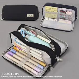 Expandable Pencil Box with Compartments, Large Capacity School Stationery Organizer, Transparent Cosmetic Bag, Portable Gift for Office Youth Boys Girls