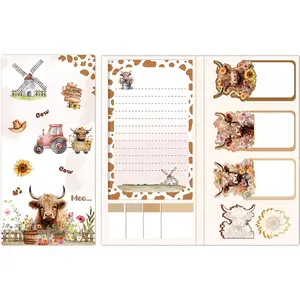 Highland Cow Sticky Note Pad Set, 400 Sheets, Mini Adhesive Notes for Annotations, Animal Print Learning Supplies, Gift Idea