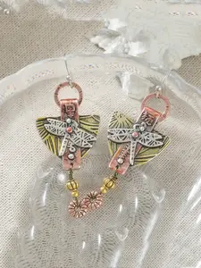 1pair of Ethnic Carved Dragonfly Geometric Drop Hook Earrings Pendientes Women's Vintage Round Triangle Dangle Earrings