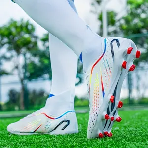 soccer shoes Professional High Top Men's Turf Football Boots, Anti-skid Breathable Lace Up TF Soccer Cleats for Summer Rainy Day Training and Outdoor Competition Sports Shoes