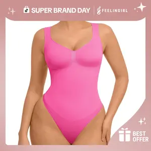 FeelinGirl Women's Seamless Sleeveless Thong Bodysuit for Tops and Comfortable for  Lady Soft Womenswear Basic TiktokSuperBrandDay