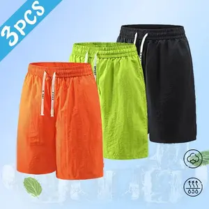Men's 3-pack loose and comfortable shorts - drawstring closed design, cool and skin-friendly material, ideal for casual and relaxing styling