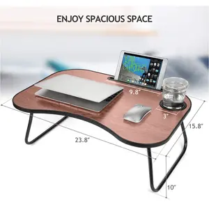 Camping Folding Laptop Desk - Portable Computer Laptop Desk with Foldable Legs, Cup Holder, 23.8" Large Bed Table for Working, Studying