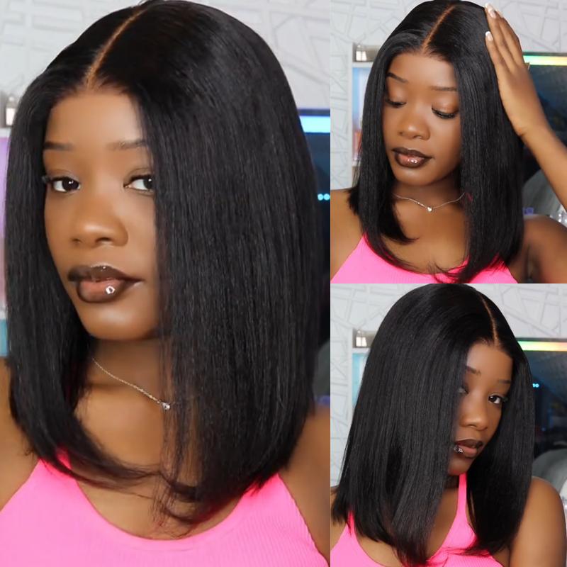 UNice Glueless Yaki Straight Short Bob Wig Pre-cut 7x5 HD Lace Human Hair Wigs with Bleached Knots Beginner Friendly Natural Hairline ##tiktokshopjumpstartsale