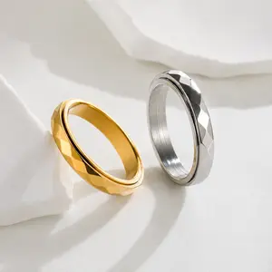 EWOPT Minimalist Spinner Ring for Women Rotating Anxiety Fidget Band Titanium Steel Everyday Stress Relief Jewelry