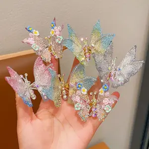 Sparkling Butterfly Hair Clips Set – 3-Pack Sweet and Cute Rhinestone Side Clips, Elegant Hair Accessories for Women