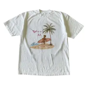 Curious George Surfing Y2K Summer T-Shirt  Vintage Graphic Tee Graphic Tee 100% Cotton Short Sleeve T Shirt Cute Shirts Vacation Clothing Casual Summer Outfits for Men and Women