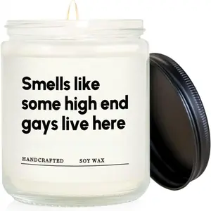 Gifts for Gay Men, Funny Gay Pride Gifts for LGBTQ Queer Boyfriend Husband Brother Friend, Housewarming Anniversary Christmas Birthday Presents Handmade Handcrafted Quality Lavender Scented Gay Candle