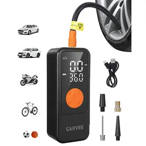 [FLASH SALE]  Garvee 150 PSI Cordless Tire Inflator Air Compressor, 4000mAh Rechargeable Portable Pump with Digital Pressure Gauge, Auto Shut-Off & LED Light for Cars, SUVs, Motorcycles, Bikes & Balls Black/Orange