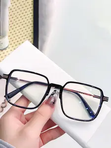 Photochromic Glasses, Anti Blue Light Glasses, Large Square Frame Eyeglasses for Women & Men, Fashion Eyeglasses for Work, Daily Decor, for Student Daily Use