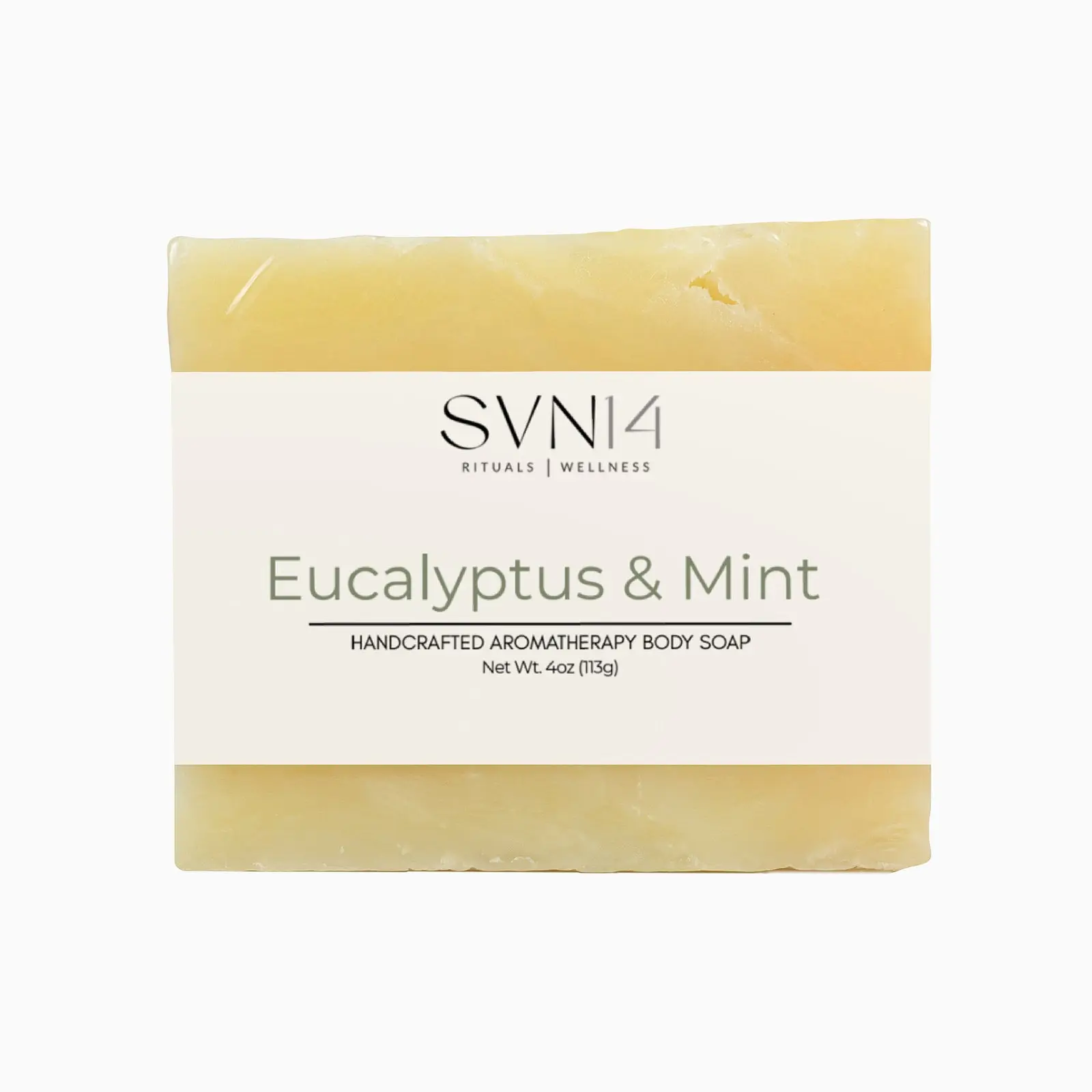 SVN14 Eucalyptus & Mint Body Soap 4 oz Daily Nourishing Organic Rosemary & Peppermint Handcrafted Aromatherapy Vegan Gluten-Free - Clear Skin Repair