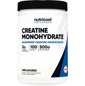 Nutricost Creatine Monohydrate Micronized Powder 500G, 5000mg Per Serv (5g) - 100 Servings, 17.9 Oz
